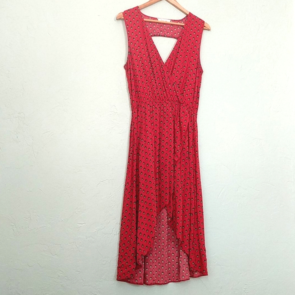 Two by Vince Camuto red floral high low wrap dress
